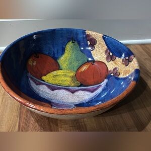 Large Italian Hand Painted Fruit Bowl